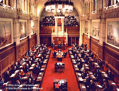 Senate chamber, Parliament of Canada.  © 2001 Library of Parliament
